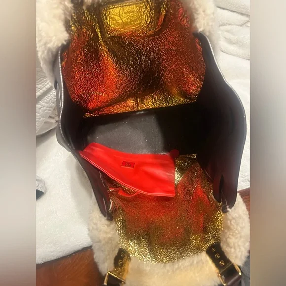 Christian Louboutin Brown and Cream Shearling Shoulder Bag - Picture 11 of 15